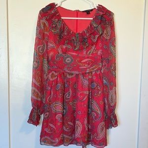 Betsy Johnson silk pink paisley dress